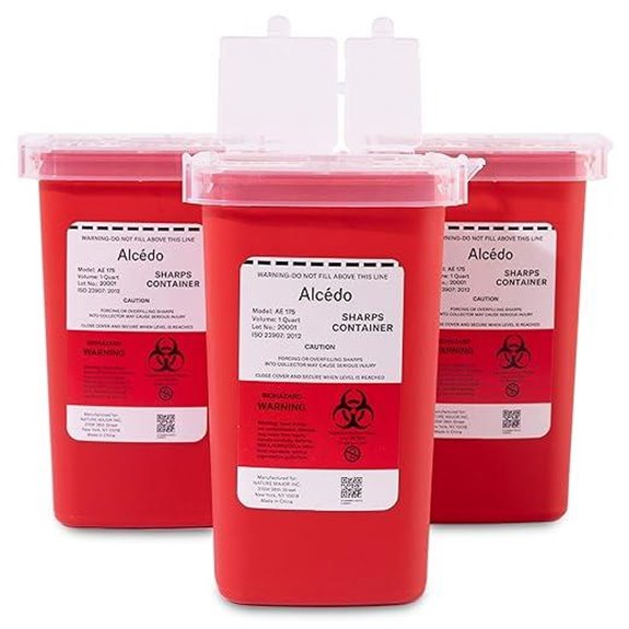 Alcedo 3-Pack Sharps Container for Home and Travel