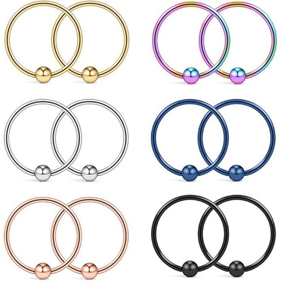 Ruifan 12PCS 16G Surgical Steel Piercing Jewelry Rings