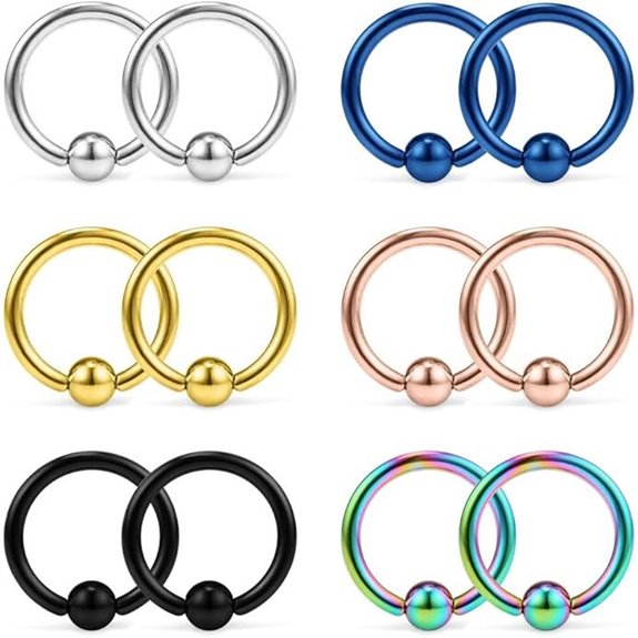 Ruifan 12PCS 14G Surgical Steel Piercing Jewelry Rings