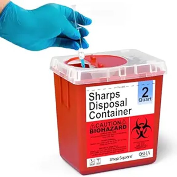 Sharps Disposal Container 2 Quart Biohazard Safe