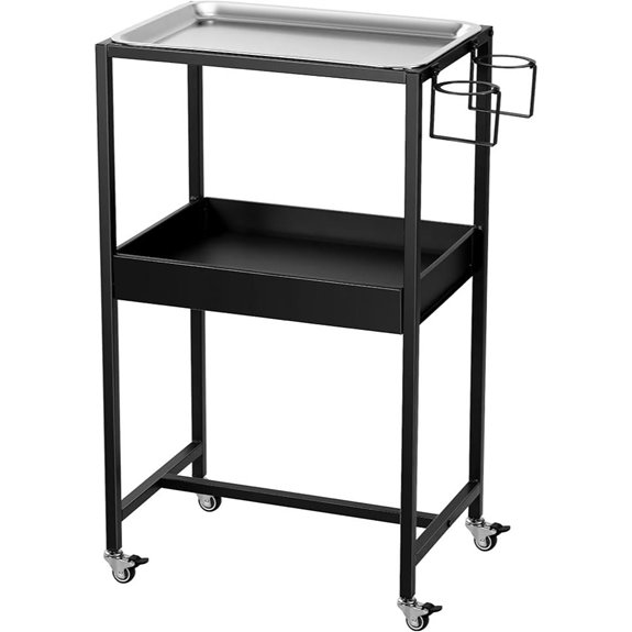 POARMEEY 2-Tier Tattoo Rolling Trolley with Tray