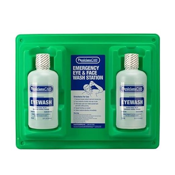 PhysiciansCare Wall-Mount Eyewash Station with 2 Bottles