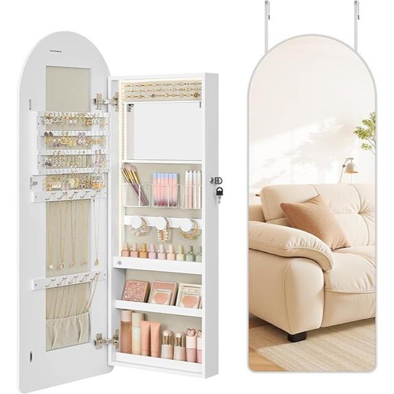 SONGMICS Wall-Mounted Jewelry Organizer with Mirror
