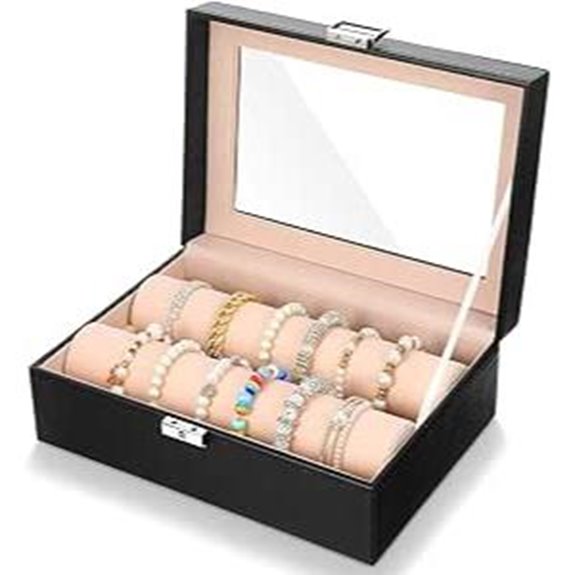 Jewelry Organizer Box with Watch/Bangle Display Lid