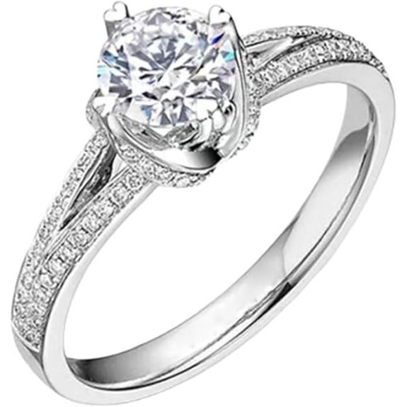 White Gold Moissanite Promise Ring with 4-Prong 0.5ct