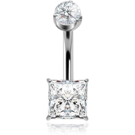 Titanium Navel Rings for Women with Cubic Zirconia