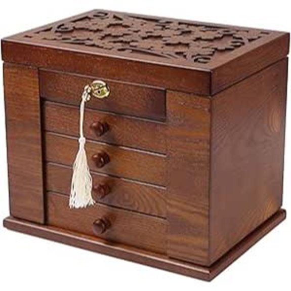Changsuo Wooden Jewelry Box with Lock for Women