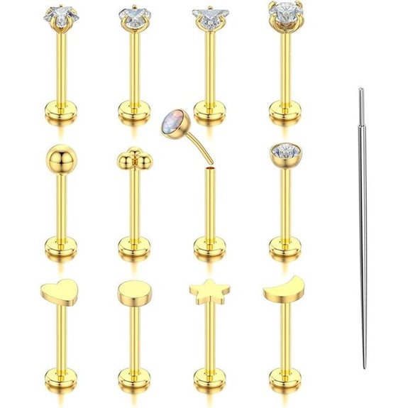 TOPBRIGHT 12Pcs Surgical Steel Cartilage Piercing Jewelry