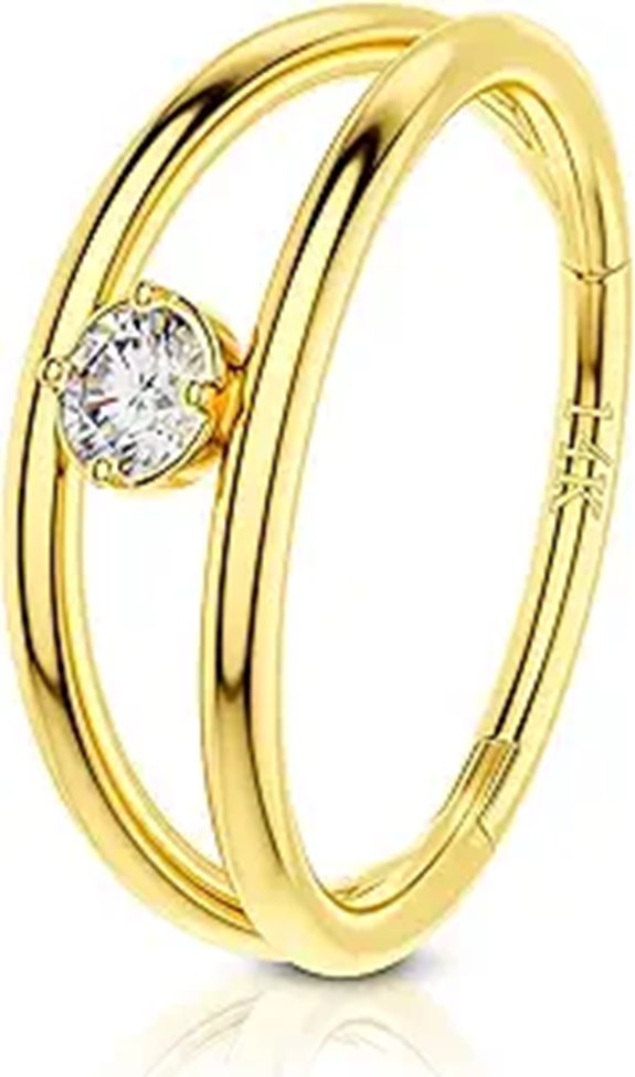 COCHARM 14K Gold Lip Labret & Hoop Earrings