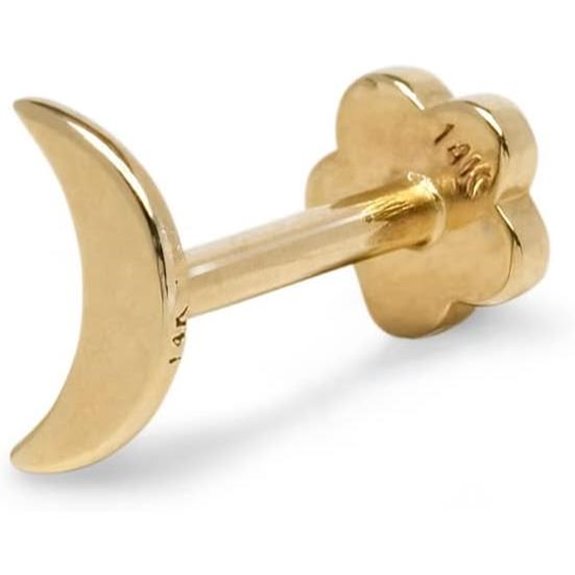 Solid 14k Gold Crescent Moon Labret Piercing