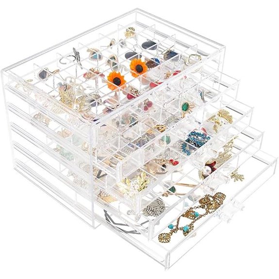 Acrylic Jewelry Organizer Box with 5 Drawers