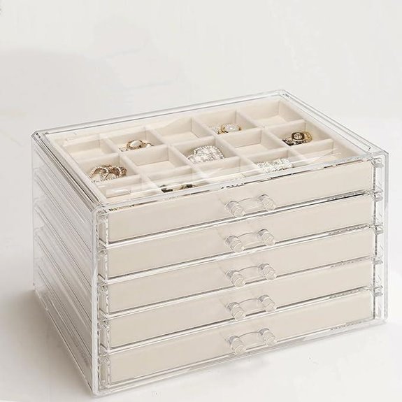 GUOER 5-Drawer Acrylic Jewelry Organizer Box