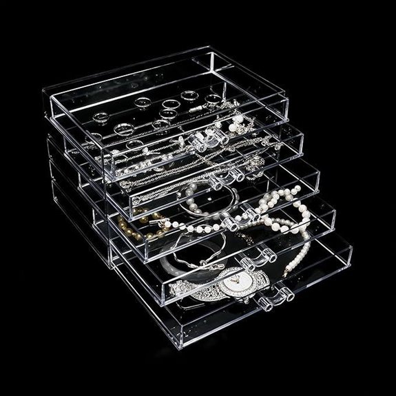 Clear Acrylic Jewelry Storage Box with 5 Drawers