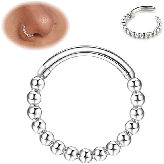 Beaded Titanium Nose Ring Hoop for Body Piercing
