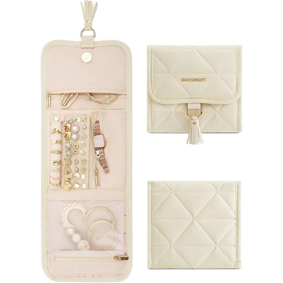 BAGSMART Travel Jewelry Case Organizer (Beige)