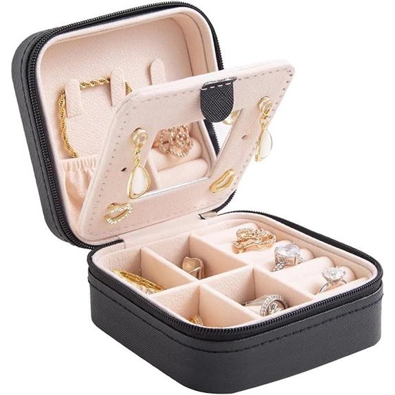 KElofoN Travel Jewelry Box with Mirror (Black)