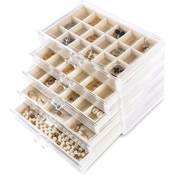Frebeauty Acrylic Jewelry Organizer with Velvet Trays