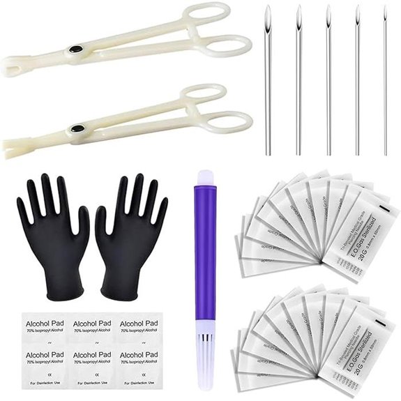 Piercing Kit 36Pcs with Clamps Tools Gloves Marker