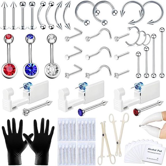 70 Pcs Body Piercing Kit with Needles and Jewelry