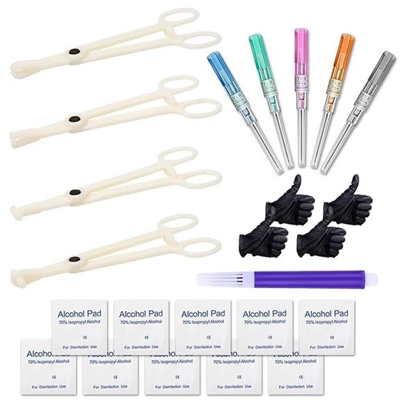 22pcs Body Piercing Kit with Needles and Clamps