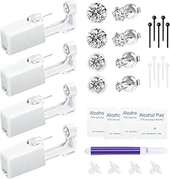 4pcs Ear Piercing Kit with Gun and Disposables