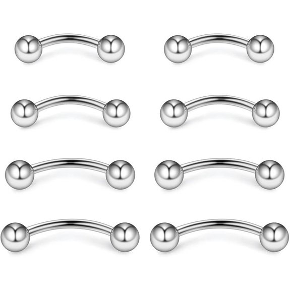 Ruifan 8PCS Surgical Steel Body Piercing Jewelry