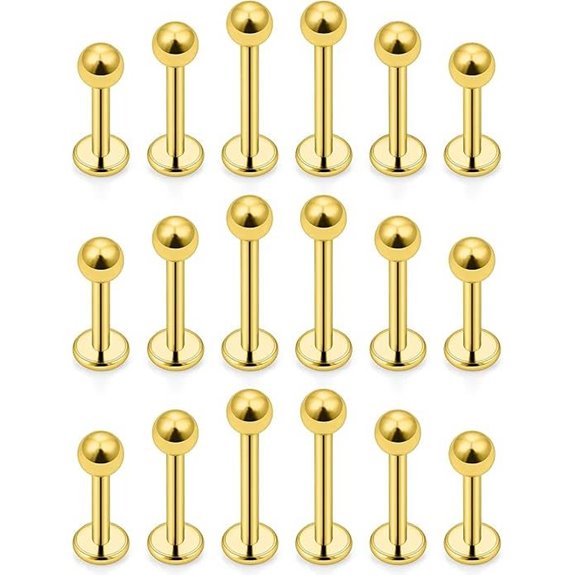 Yaalozei 18pcs Surgical Steel Lip and Cartilage Piercings