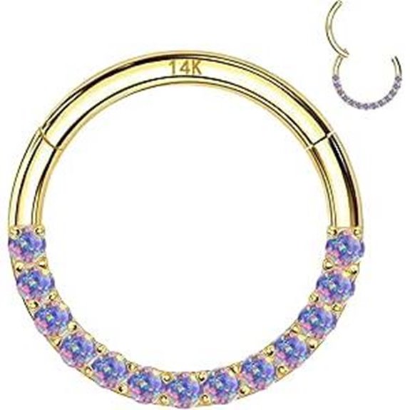 14k Gold Cartilage Earring with Purple Opal