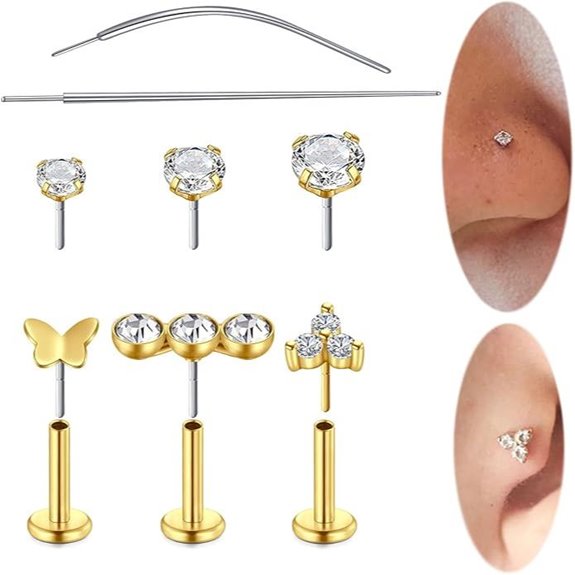 Longita Gold Cartilage Nose Studs and Earrings