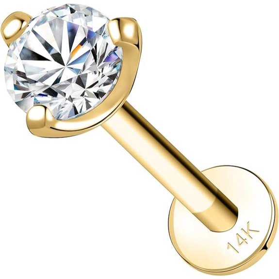 SYLWIA 14K Gold Lip & Nose Studs with CZ