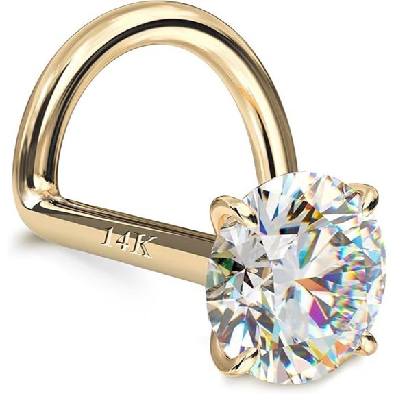 14K Gold Nose Studs with CZ Hypoallergenic Piercings