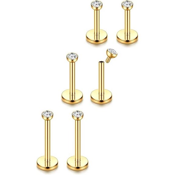 ORAZIO 14K Gold CZ Stud Earrings for Piercings