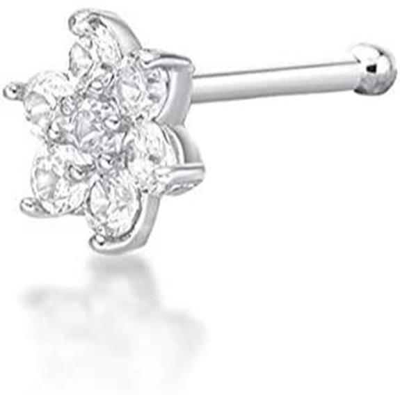 Lavari 14k Gold Diamond Flower Nose Stud