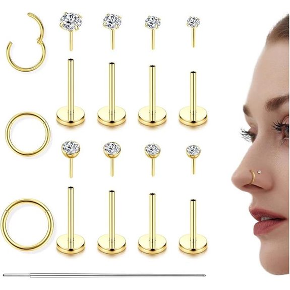 Cassieca Gold Filled Nose Studs and Piercing Jewelry