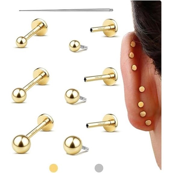 14K Gold Filled Titanium Earrings Set for Men Women