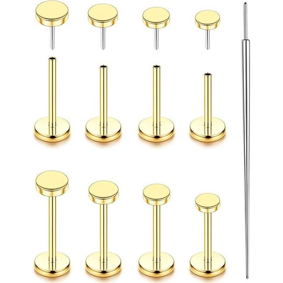 YADOCA Flat Back Gold Earrings for Cartilage Piercing
