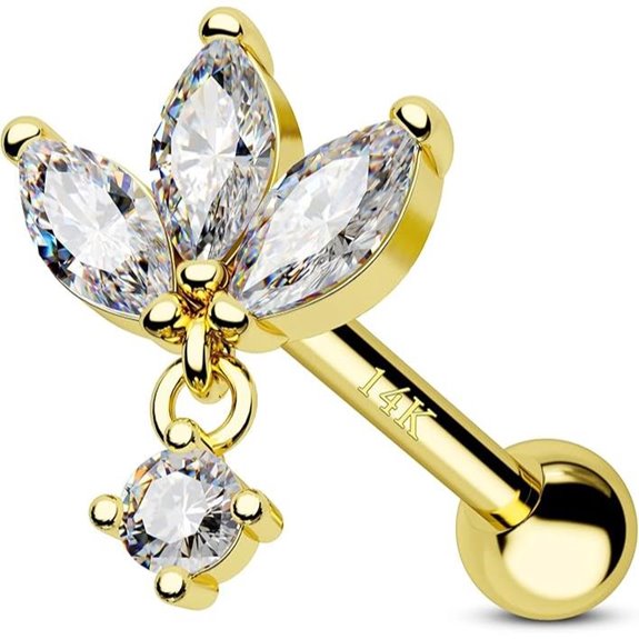 COCHARM 14K Gold Lotus Helix Earring for Women