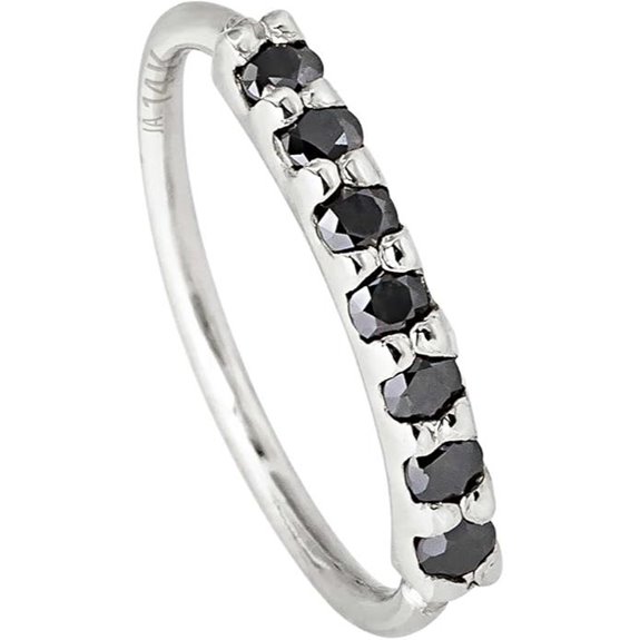 14K Gold Nose Hoop with Black Moissanite Stones