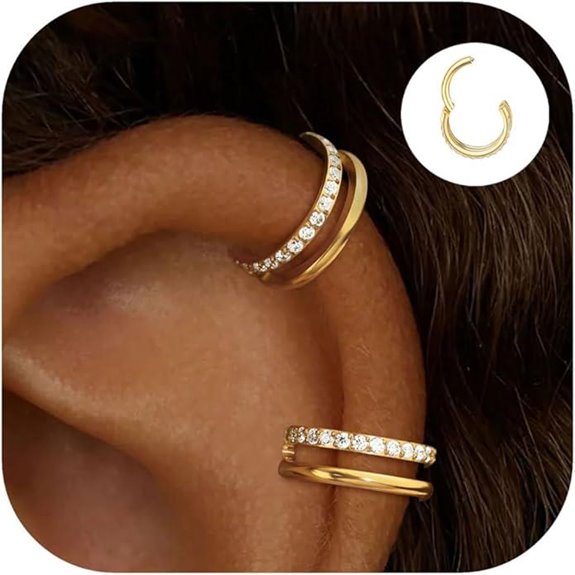 2-Pair Gold-Plated Helix Conch Piercing Earrings