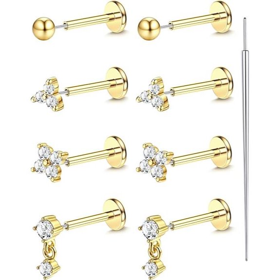 18K Gold Plated Nose and Cartilage Piercing Jewelry
