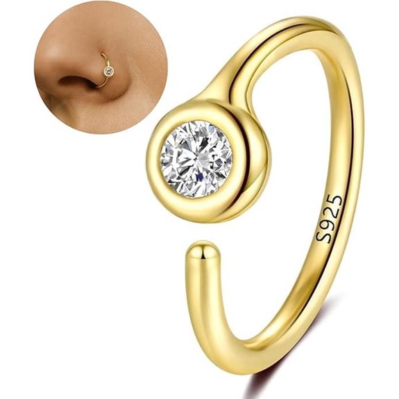 LUCKYJEWUS 14K Gold Plated Sterling Silver Nose Ring