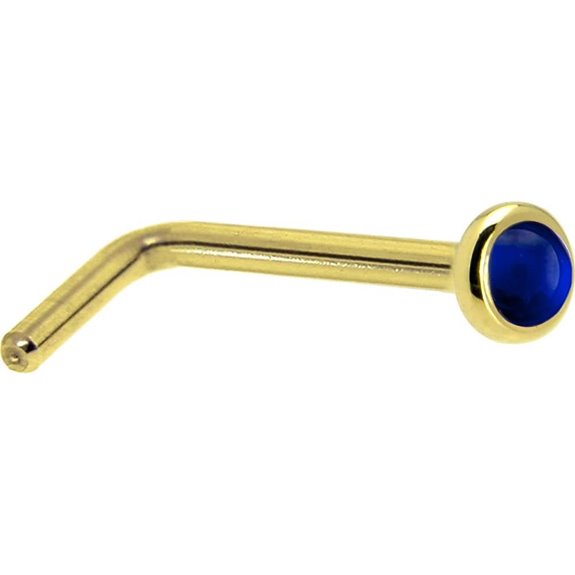 14k Gold Sapphire Nose Stud Ring 20 Gauge