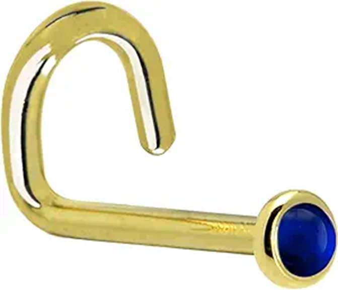 Solid 14k Gold Sapphire Left Nose Stud