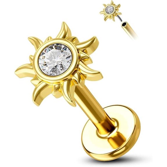 COCHARM 14K Gold Sun Helix & Tragus Earring Stud