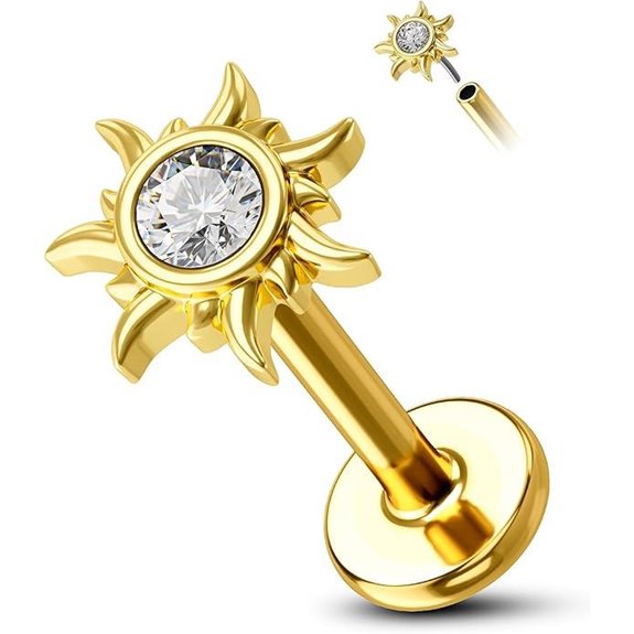 COCHARM 14K Gold Sun Helix Tragus Earring