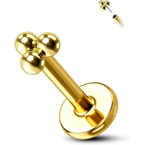 Cocharm 14K Gold Triple Ball Tragus Earrings