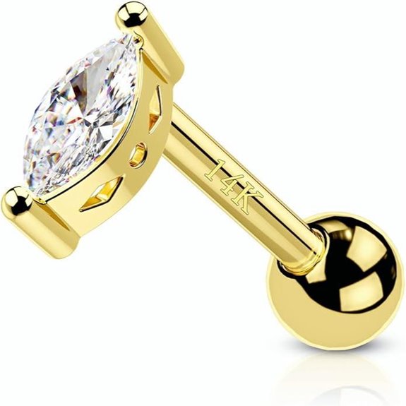 COCHARM 14K Gold Cartilage Earring with Zirconia