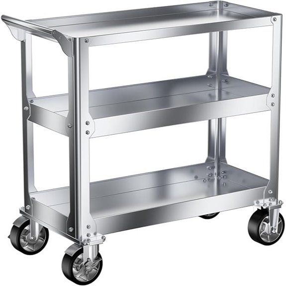 DDJ Heavy Duty 3-Tier Stainless Steel Utility Cart