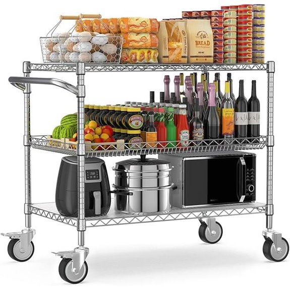 Leteuke 1120LBS Heavy Duty 3-Tier Rolling Cart
