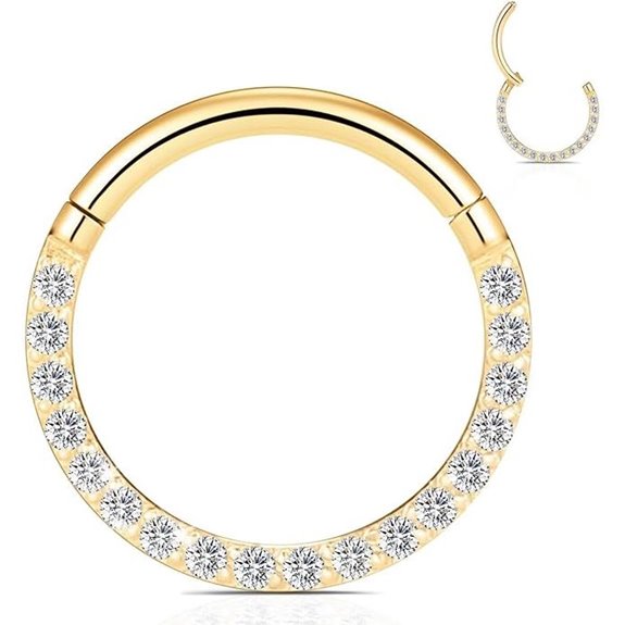 Hinged CZ Septum Nose Rings in Surgical Steel